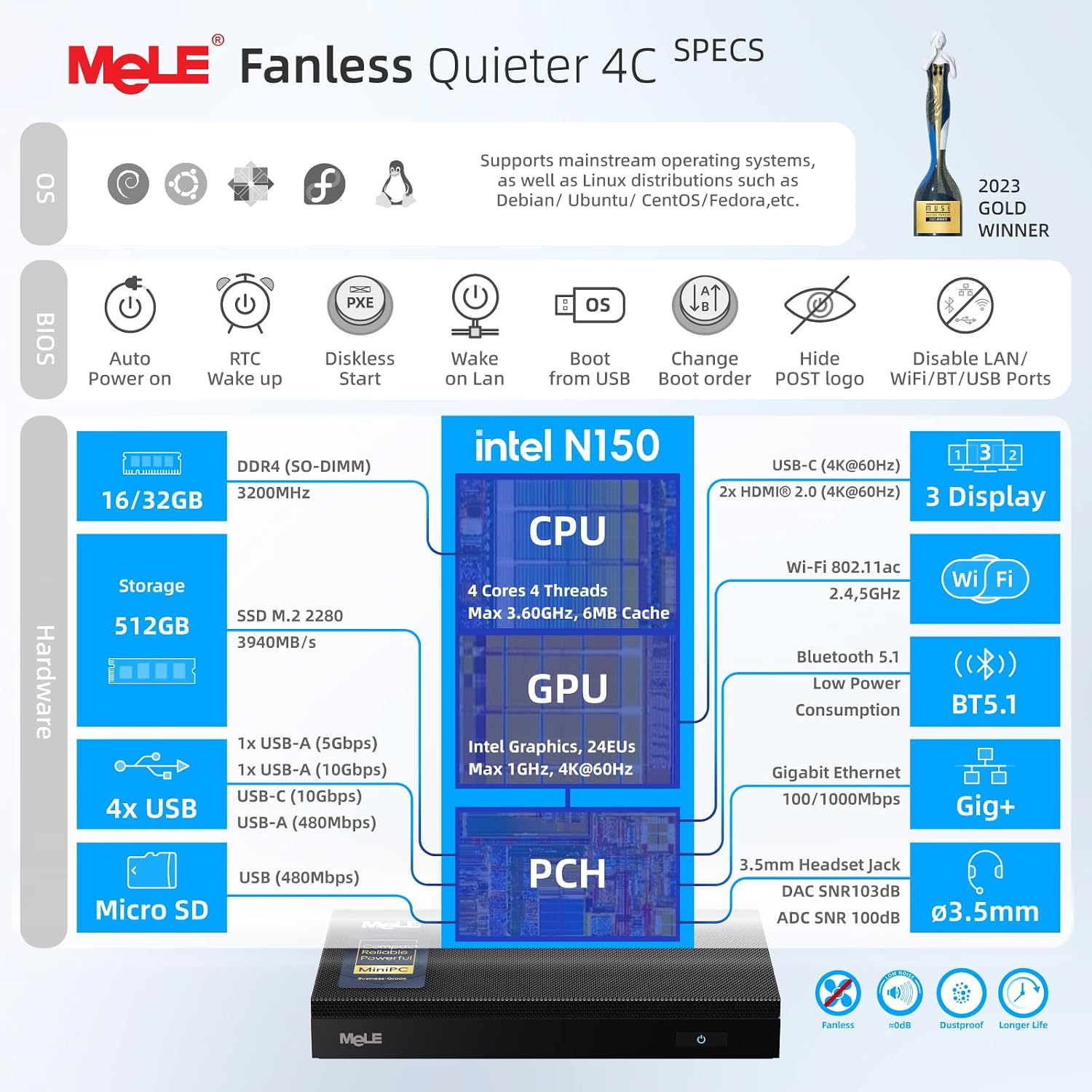 MeLE Quieter4C N150 Fanloze Mi - Ddr4 Desktop Ram recensie en prijs